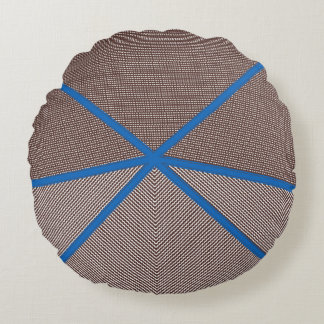 Modern Blue and Brown Geometric Round Pillow  Rond Kussen