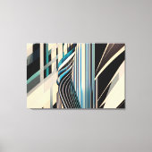 Modern Blue and Cream Abstract Dynamics Canvas Afdruk (Voorkant)