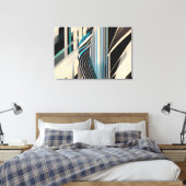 Modern Blue and Cream Abstract Dynamics Canvas Afdruk (Insitu (Slaapkamer))