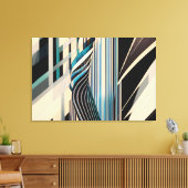 Modern Blue and Cream Abstract Dynamics Canvas Afdruk (Insitu (Woonkamer))