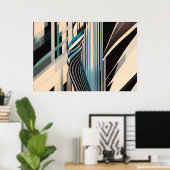 Modern Blue and Cream Abstract Dynamics Poster (Thuiskantoor)