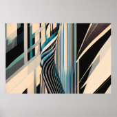 Modern Blue and Cream Abstract Dynamics Poster (Voorkant)