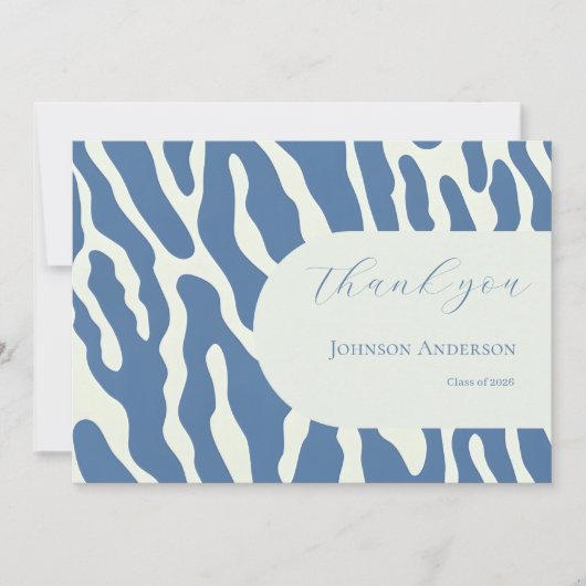 Modern blue and cream abstract Pattern graduation Bedankkaart (Voorkant)