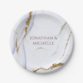 Modern Blue and Gold Abstract Design Wedding Papieren Bordje