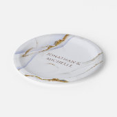 Modern Blue and Gold Abstract Design Wedding Papieren Bordje (Gekanteld)