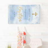 Modern Blue and Gold Boy Baptism Welkom Spandoek (Insitu)