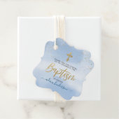 Modern Blue and Gold Boy Baptisme Hartelijk dank Bedankjes Labels (In situ)