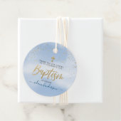 Modern Blue and Gold Boy Baptisme Hartelijk dank Bedankjes Labels (In situ)