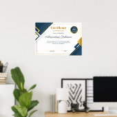 Modern Blue and Gold Certificate of Appreciation P Poster (Thuiskantoor)