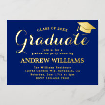 Modern Blue and Gold Graduation Party