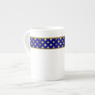 Modern Blue and Gold Polka Dot Band China Mok