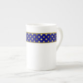 Modern Blue and Gold Polka Dot Band China Mok (Voorkant rechts)