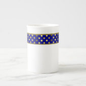 Modern Blue and Gold Polka Dot Band China Mok (Voorkant)