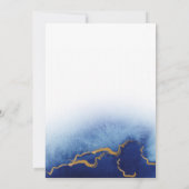Modern Blue and Gold Waterverf Wedding Invitation Kaart (Achterkant)