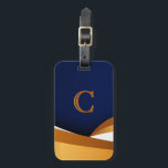 Modern Blue and Gold Wave Monogram Design Bagagelabel<br><div class="desc">This cool and modern abstract design features flowing blue, gold, and orange wave accents with a bold monogram initial for a personalized touch. The sleek, contemporary style gives your luggage tag a standout look that’s easy to spot and perfect for travel. Ideal for travelers who want a stylish custom accessory...</div>