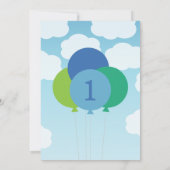Modern Blue and Green Balloons Birthday Party Kaart (Achterkant)