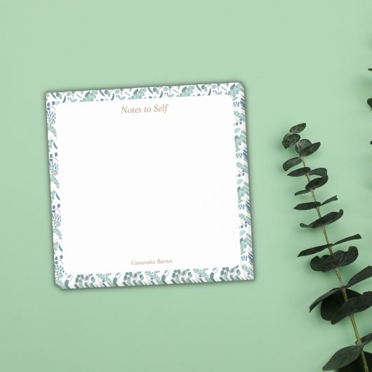 Modern Blue and Green Botanical Border Sticky Post-it® Notes