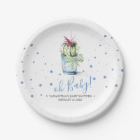 Modern Blue and Green Cactus Baby shower