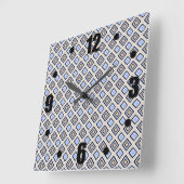 Modern Blue and Grey Confetti Squares Geo Pattern Vierkante Klok (Hoek)