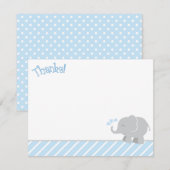 Modern Blue and Grey Elephant Boy Baby shower Bedankkaart (Voorkant / Achterkant)