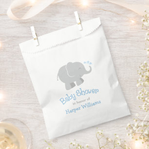 Modern Blue and Grey Elephant Boy Baby shower Bedankzakje