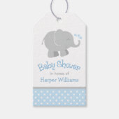 Modern Blue and Grey Elephant Boy Baby shower Cadeaulabel (Voorkant)