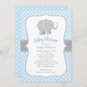 Modern Blue and Grey Elephant Boy Baby shower Kaart (Voorkant / Achterkant)