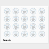 Modern Blue and Grey Elephant Boy Baby shower Ronde Sticker (Vel)