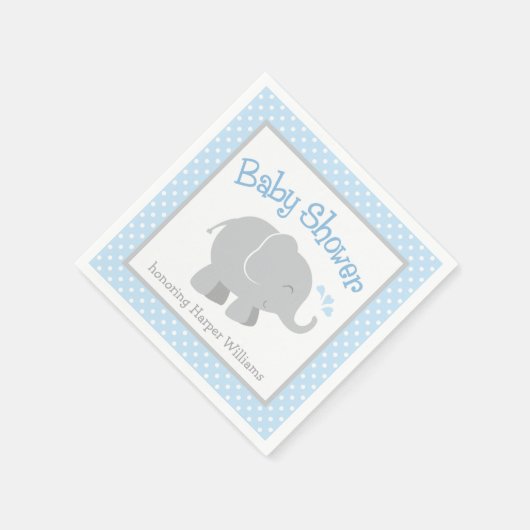 Modern Blue and Grey Elephant Boy Baby shower Servetten (Hoek)