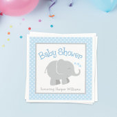 Modern Blue and Grey Elephant Boy Baby shower Servetten