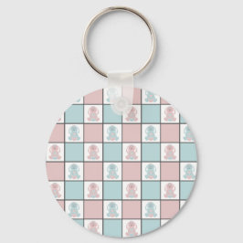 Modern Blue and Pink Easter Bunny Egg Cute Pattern Sleutelhanger