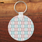 Modern Blue and Pink Easter Bunny Egg Cute Pattern Sleutelhanger (Voorkant)
