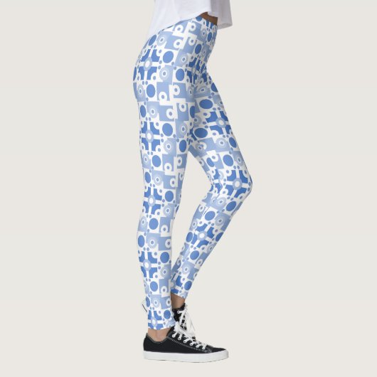 Modern Blue and White Circuitry Leggings (Rechts)