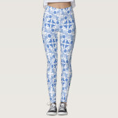 Modern Blue and White Circuitry Leggings (Voorkant)