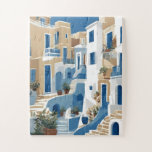 Modern Blue and White Coastal Alley Puzzle Legpuzzel<br><div class="desc">It can be difficult to find a puzzle that offers a high level of difficulty without sacrificing modern visual appeal. Often, complex designs rely on repetitive textures that become frustrating rather than enjoyable. This stylized architectural piece solves that by using sharp geometric shadows and a bold blue-and-white palette to create...</div>