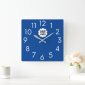 Modern Blue and White Company Logo Promotion Vierkante Klok (Huis)