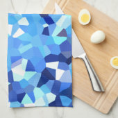 Modern Blue and White Glas in lood Ocean Mosaic Theedoek (Quarter Fold)