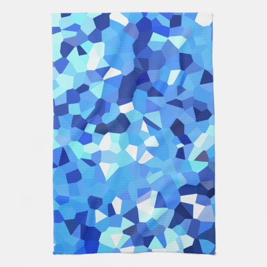 Modern Blue and White Glas in lood Ocean Mosaic Theedoek (Verticaal)