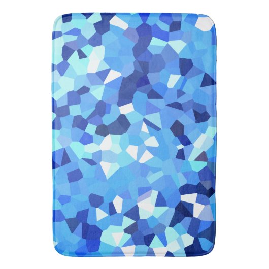 Modern Blue and White Glas in lood Pixel Mosaic Badmat (Voorkant Verticaal)