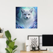 Modern Blue and White Silver Fox Poster (Thuiskantoor)