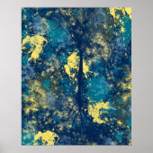 Modern Blue and Yellow Abstract Poster (Voorkant)