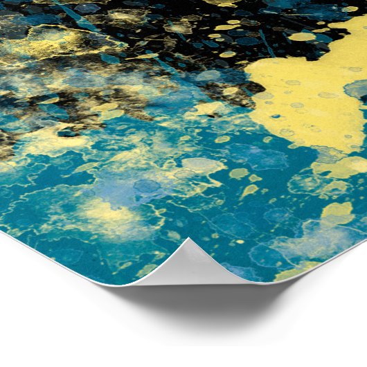 Modern Blue and Yellow Abstract Poster (Hoek)