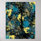 Modern Blue and Yellow Abstract Poster (Voorkant)
