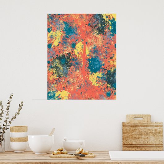 Modern Blue and Yellow Abstract Poster (Keuken)
