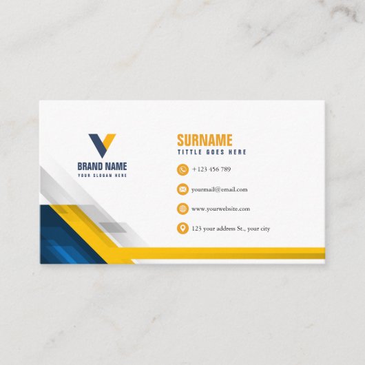 Modern Blue and Yellow Visitekaartje (Voorkant)