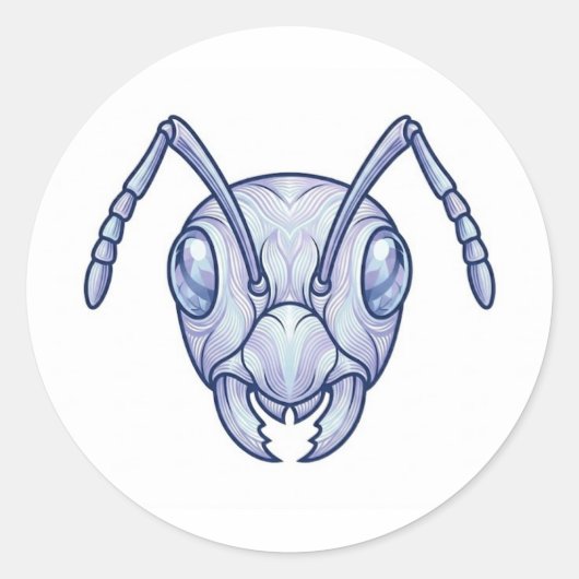 Modern Blue Ant Line Art Illustration Sticker (Voorkant)