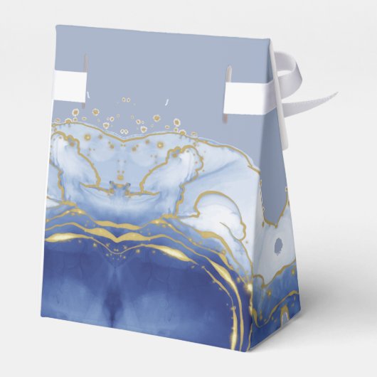 Modern Blue Aqua Marble Wedding Bedankdoosjes (Achterkant)