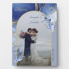 Modern Blue Aqua Marble Wedding Fotoplaat