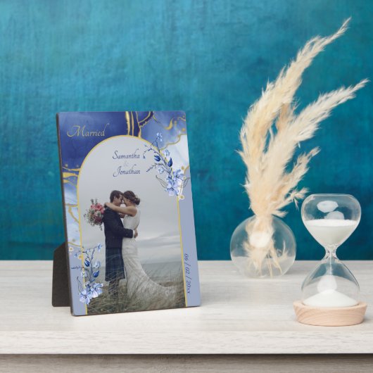 Modern Blue Aqua Marble Wedding Fotoplaat (Zijkant)