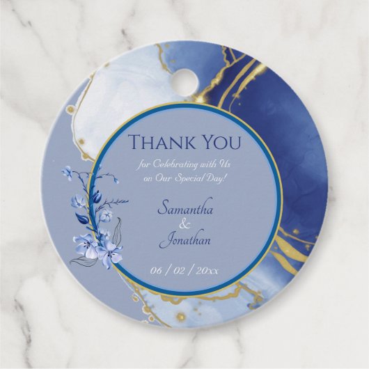 Modern Blue Aqua Marble Wedding Gift Label (Voorkant)